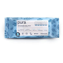 Load image into Gallery viewer, Pura Flushable Baby Wipes 100% Plastic Free, 99% Water, Suitable for Sensitive Skin & Eczema Prone Skin, Hypoallergenic. Biodegradable, Compostable, Vegan. 10 x 70 per pack, (700 Wet Wipes)