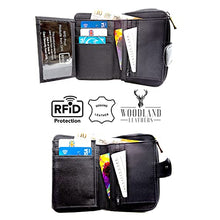 Load image into Gallery viewer, Women's Small Purse, Real Leather Zip Wallet with Coin and Key Pocket for Ladies (Black)