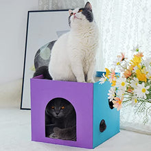 Load image into Gallery viewer, ULIGOTA Cardboard Cat House with Scratcher/Catnip Cardboard Box Cat Play House Cardboard Cat Bed for Indoor Cats, Space for Kitties
