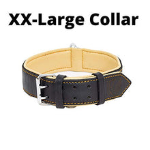 Load image into Gallery viewer, Riparo Genuine Leather Padded Dog Heavy Duty K-9 Adjustable Collar (S: 1.9CM Wide for 28CM - 34.3CM Neck, Black/Orange Thread)