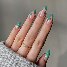 Load image into Gallery viewer, KXAMELIE Green Press on Green Nails UV Finish Gel Nails,Medium Almond Shape Reusable Fake Nails with Glue for Women Girls DIY Manicure Nail Art,2022 Fashion Nails