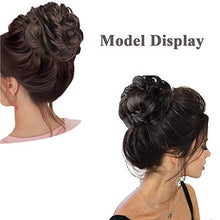 Load image into Gallery viewer, 2 PCS Messy Hair Bun Extension Wrap On Updo Hairpiece Ponytail Scrunchy Hairpiece-Black 1