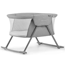 Load image into Gallery viewer, Kinderkraft Baby Crib 3 in 1 LOVI, Cradle, Travel Cot, Rocker, Easy Folding and Unfolding, Adjustable Canopy, with Accessories, Mattress Cover, Included Toys, Transport Bag, for Newborn, 0-9 kg, Gray
