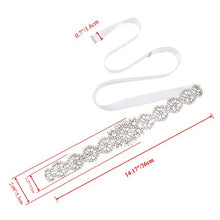 Load image into Gallery viewer, CHIC DIARY Crystal Bridal Wedding Belt Rhinestone Sash Applique Pearls Beaded Handcrafted Sparkle Sewn for Women Gown Evening Prom Clothes (White)