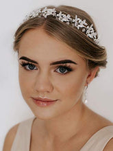 Load image into Gallery viewer, SWEETV Silver Rhinestone Wedding Headband Tiara Crystal Headpiece Bridal Hair Accessories for Bride Women