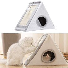 Load image into Gallery viewer, FUTUREYUN 2-in-1 Cat Cave Bed with Scratching Post Triangular Cat Cave,Fully Collapsible Cat House/Caves Condo Indoor/Outdoor (Gray)