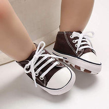 Load image into Gallery viewer, Frobukio Newborn Baby Boy Girl Canvas Sneakers Non-Slip Soft Sole First Walkers Infant (0-6 Months, Brown)