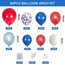 Load image into Gallery viewer, Balloons Arch Kit, 81PCS Blue White Balloon Garland Kit Red Ballons Confetti Balloons Decorations Set, Latex Balloons for Birthday Decoration Baby Shower Party Supplies Wedding Anniversary Decoration