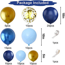 Load image into Gallery viewer, Paready Navy Blue Balloons Arch Kit Garland, Metallic Blue Macaron Blue Balloons Gold Confetti and Metallic Gold Balloons Arch for Birthday Party Decorations Wedding Bridal Shower Baby Shower