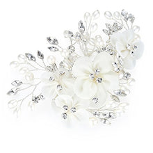 Load image into Gallery viewer, HONEY BEAR Bridal Jewellery Flower Hair Combs Clip for Womens Wedding Accessories,Simulated Pearl and Rhinestones (Silver)