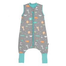 Load image into Gallery viewer, Slumbersac Baby sleeping bag with feet | 100% cotton Sleeping Bag 1 tog for summer 90cm Safari | Baby sleep bag with legs and foot cover for babies from 90 to 100 cm