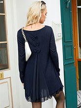 Load image into Gallery viewer, ZANZEA Women Jumper Knit Sweater Jumper Dress Long Tops Lace Hem Long Sleeve Tops Pullover Evening Party Bow Dress Navy 14