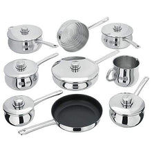 Load image into Gallery viewer, Stellar 1000 S1F2 Set of 9 Stainless Steel Pans, 6 Deep Saucepans with Lids, Steamer, Non-Stick Frying Pan, Milk Pot, Dishwasher Safe - Fully Guaranteed
