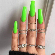 Load image into Gallery viewer, Uranian Coffin Long Press on Green Nails Solid Ballerina Fake Nails Pure Glossy Full Cover False Nails Artificial Arylic Accessories for Women and Girls(24pcs) (C-Light Green)