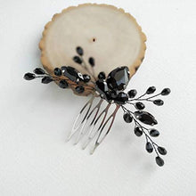 Load image into Gallery viewer, Anglacesmade Bridal Black Crystal Hair Comb Marquise Back Comb Wedding Headpiece Prom Party Festival Hair Accessories for Women and Girls