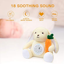 Load image into Gallery viewer, APUNOL Baby Sound White Noise Machine, Baby Sleep Soother Rechargeable Toddler Sleep Aid Night Light and Projector Stuffed Rabbit Toy, with 18 Soothing Sounds New Baby Gift, Gender Neutral