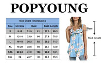 Load image into Gallery viewer, POPYOUNG Women's Summer Henley Shirts Button up Tunic Tops Casual Sleeveless Blouse Plus Size T-Shirts 2XL, Fl Cashew Cyan-Blue