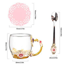 Load image into Gallery viewer, Wisolt Flower Tea Cup Glass Coffee Mugs with Lovely Spoon and Gift Box Personalised Gifts for Women Mum Teacher on Valentines Birthday Christmas Mother's Day Gifts for Her