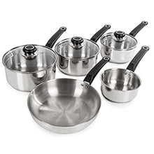 Load image into Gallery viewer, Morphy Richards 970002 Induction Frying Pan and Saucepan Set With Lids, Stay Cool Handles, Themocore Technology, Stainless Steel Pan Set, 5 Piece