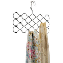 Load image into Gallery viewer, iDesign 6830 Scarf Hanger with 23 loops, Metal Hanging Scarf Organiser for Wardrobe or Closet, Also Works as Tie Rack or Belt Hanger, Silver