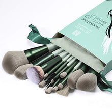 Load image into Gallery viewer, Makeup Brushes HEYMKGO 15pcs Makeup Brush Set Premium Synthetic Bristles Green Color Conical Handle Kabuki Foundation Brush Face Lip Eye Makeup Sets Professional with Portable Drawstring Flannel Bag