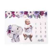 Load image into Gallery viewer, Baby Monthly Milestone Blanket for Boy or Girl Newborn Elephant Flannel Photo Props Backdrop Personalized Shower Gifts Track Age & Growth