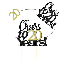 Load image into Gallery viewer, Sumerk Cheers to 20 Years Cake Toppers 20th Birthday Cake Topper Wedding Anniversary Party Decorations Supplies - 1 Pack