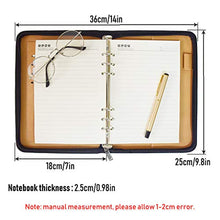 Load image into Gallery viewer, Gift for Men,SAYEEC A5 Executive Conference Folder Travel Portfolio Ringbinder Folio Zip Around PU Leather Loose Leaf Refillable Lined Paper Business Notebook Zipped Organiser with Calculator(Brown)