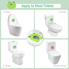 Load image into Gallery viewer, Pejoye Foldable Potty Toilet Training Seat, Travel Portable Toilet Seat Toddler, Folding Potty Training Seat for Kids with 6 Anti Slip Silicone Pads and 1 Carry Bag, Green Frog