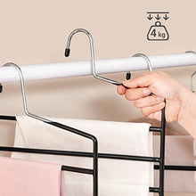 Load image into Gallery viewer, SONGMICS Trousers Hangers, 5-Bar Clothes Hangers, Set of 4, Space-Saving, Open-Ended, Non-Slip Trousers Organisers for Jeans Towels Scarves, Black CRI034B02