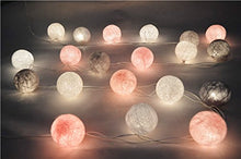 Load image into Gallery viewer, CHAINUPON 20 Cotton Ball String Fairy Night Lights LED Kid Children Bedroom,Home,Decor,Boys Girls Plug in Mains powered (20 Lights, Gray Pink)