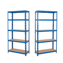 Load image into Gallery viewer, Garage Shelving Units 178 x 90 x 30cm BiGDUG 5 Tier Blue Racking 150kg Per Shelf (2 Bay)