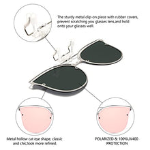 Load image into Gallery viewer, Long Keeper Polarised Clip-on Sunglasses – Trendy Cat Eye Clip on Sunglasses Over Prescription Glasses Anti Glare UV400 for Women Men