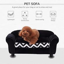 Load image into Gallery viewer, PawHut Pet Sofa Couch Dog Cat Wooden Sponge Sofa Bed Lounge Comfortable Luxury w/Cushion (Black)
