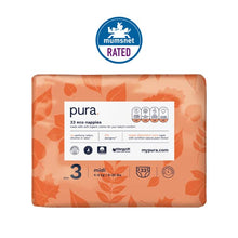 Load image into Gallery viewer, Pura Premium Eco Baby Nappies Size 3 (Midi 4-9kg / 9-20 lbs) 6 x 33 per pack, 198 Infant Sustainable Diapers, Perfume Free, Clinically Tested and Hypoallergenic