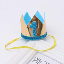 Load image into Gallery viewer, STOBOK Birthday Crown Hat Baby Birthday 1 Year Old Crown Glitter Party Hats Boy Girl Birthday Party Decoration Headdress (Sky Blue)