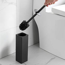 Load image into Gallery viewer, bgl Toilet Brush and Holder, Silicone Toilet Brush Holder 2 Brush Head, Aluminum Square Loo Brush for Bathroom Cleaning, Toilet Brushes (Matte Black)
