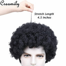 Load image into Gallery viewer, Creamily Mens Wig Short Fluffy Afro Curly Hair Black Wigs Heat Resistant Synthetic Unisex Men Women Cosplay Anime Fancy Funny Daily Use Wigs