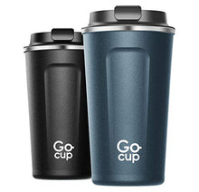 Load image into Gallery viewer, Travel Mug, Insulated Thermal Coffee Cup with Leakproof Lid, 510ml, UK Brand, Stainless Steel, Reusable, Large Size, Keep Drinks Hot and Cold, 17oz, Blue…