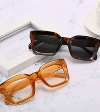 Load image into Gallery viewer, Dollger Sunglasses Women's Retro Square Sunglasses for Men Classic Sunglasses Thick Frame UV400 Protection, Champagne frame/clear lens