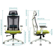 Load image into Gallery viewer, Amazon Brand - Umi Ergonomic Office Chair, Mesh Computer Chair with Adjustable Headrest, Lumbar Support, PU Armrests and Padded Seat Cushion, 360° Swivel Executive Chair for Home, Task, Office(Green)