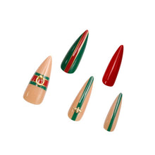 Load image into Gallery viewer, Bee Stripe Long Sculpted Stiletto Full cover Press on Nails Long Ballerina False Nail - Tips 20 pcs Acrylic fake Nails 10 Sizes