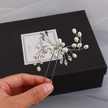 Load image into Gallery viewer, 3 PCS Bridal Hair Pins, SONGQEE Pearl Flower Crystal Bridal Bridesmaid Jewelry Wedding Hair Pin Clips Rhinestone Headpiece Accessories Bobby Pin