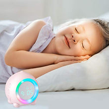 Load image into Gallery viewer, Homealexa Kids Alarm Clock, Wake Up Light Digital Clock Nap Timer Snooze Funtion Digital Simulator Alarm Clock Bedside for Girls Boys Bedroom Alarm Clock with LED Night Light Lamp (Pink)