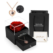 Load image into Gallery viewer, Preserved Real Rose, Gift Box with I Love You Necklace, Handmade Eternal Real Rose Flower Gifts for Her Woman Wife Girlfriend Mother on Birthday, Anniversary, Valentine's Day, Mother's Day, Christmas