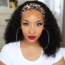 Load image into Gallery viewer, Headband Wig for Black Human Hair, Deep Wave Wig Human Hair Natural Color, Virgin Human Hair for Women.