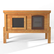 Load image into Gallery viewer, The Hutch Company Self Heating Outdoor Cat House Kennel with One Way Privacy Window Fully Assembled
