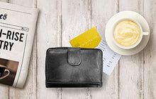 Load image into Gallery viewer, Women's Small Purse, Real Leather Zip Wallet with Coin and Key Pocket for Ladies (Black)