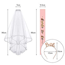 Load image into Gallery viewer, Bride to Be Sash and Veil, Hen Party Accessories with Tiara Bride to Be Sash Bride Headband for Bridal Shower, Rose Gold Wedding Hen Do Decorations for Bride Bachelorette Hen Night Party Games