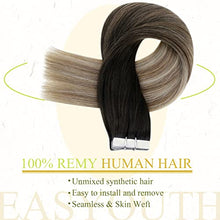Load image into Gallery viewer, Easyouth Ombre Tape in Hair Extensions Balayage Hair Jet Black to Brown and Blonde Tape in Extensions 14 Inch 40g 20Pcs Tape Human Hair